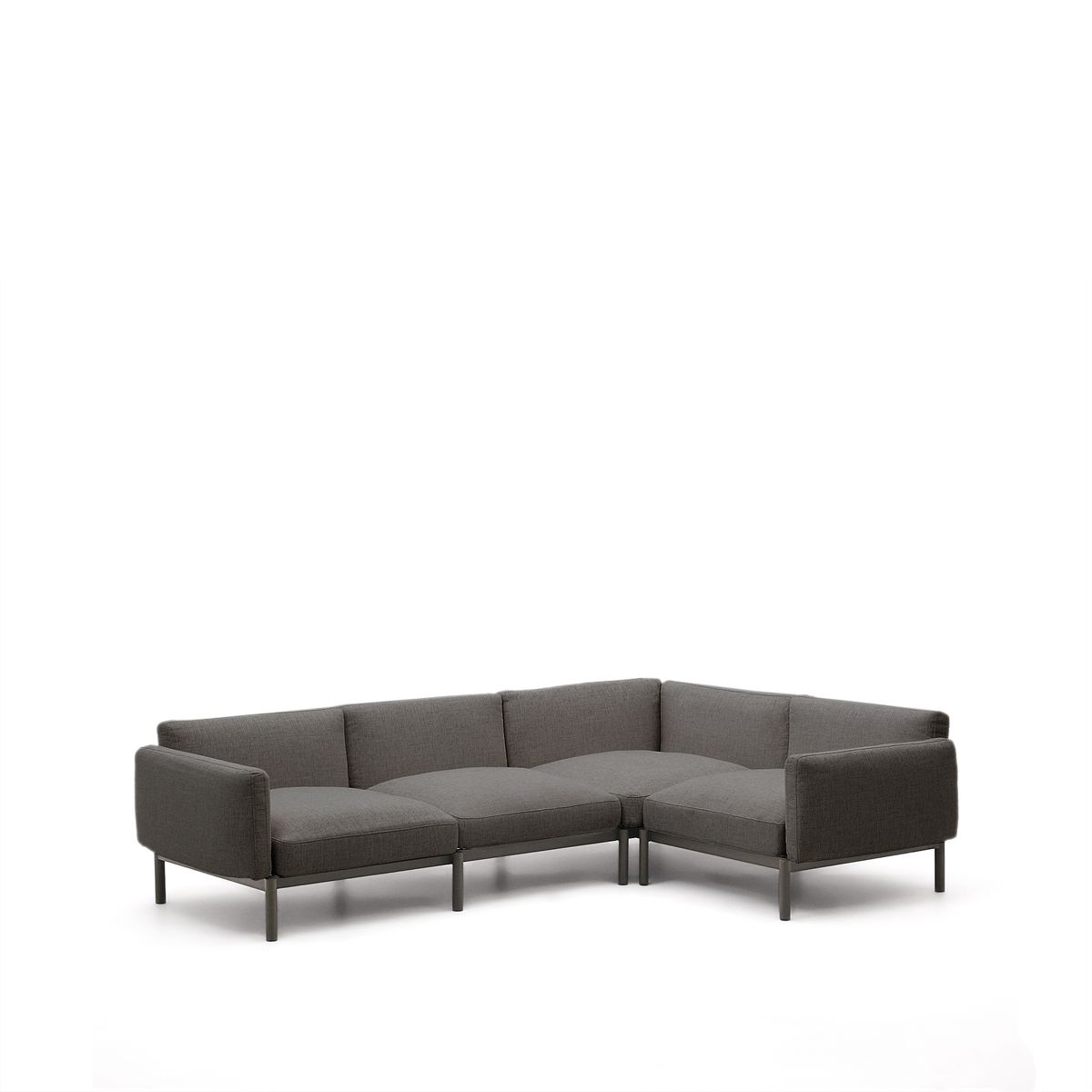 LAFORMA Sorells modul 5 pers. udendørs hjørnesofa - grå og grå aluminium (276x191,5cm)