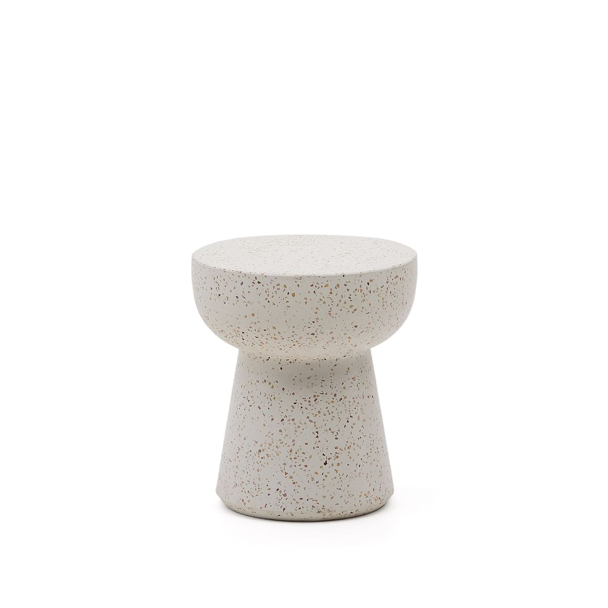 KAVE HOME Pada udendørs sidebord, rund - hvid terrazzo cement (Ø40)