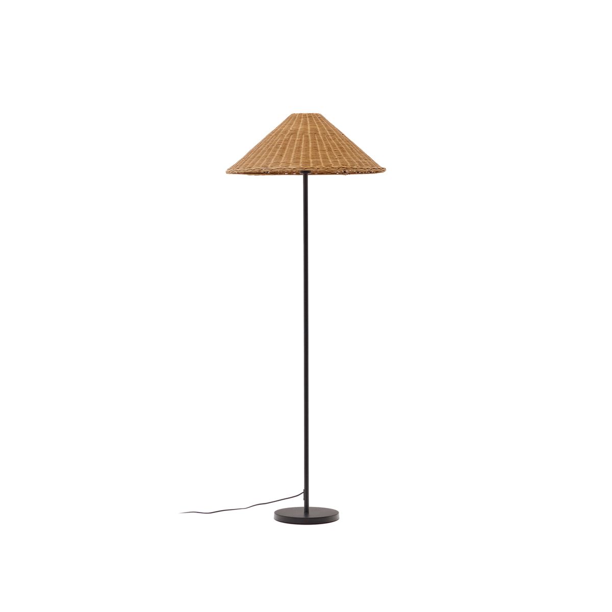 KAVE HOME Urania gulvlampe - rattan og sort metal