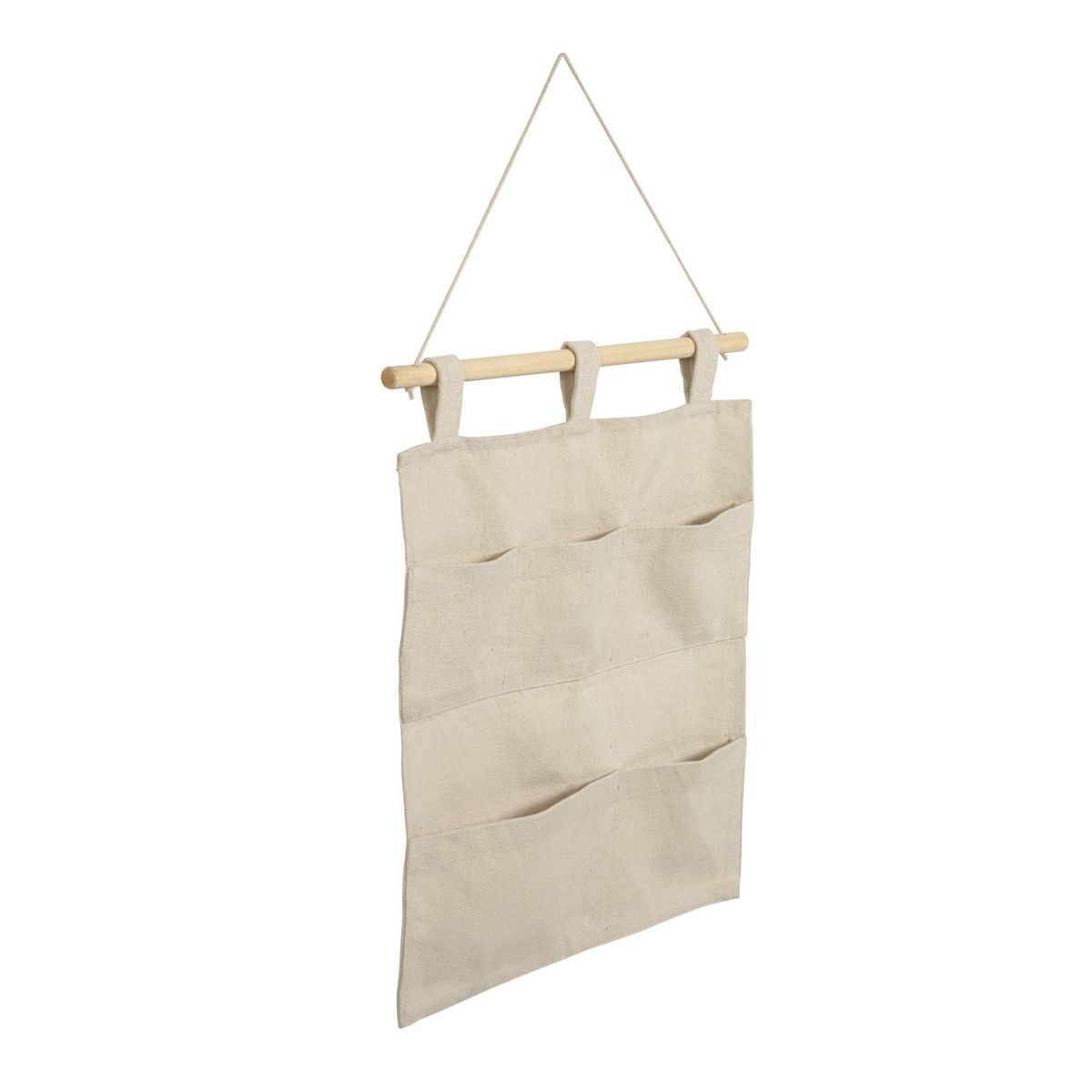 KAVE HOME Niale organiser - beige bomuld og natur træ