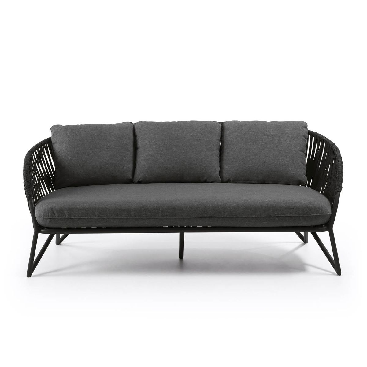 KAVE HOME Branzie 3 pers. sofa, m. stofhynde - sort reb og stål