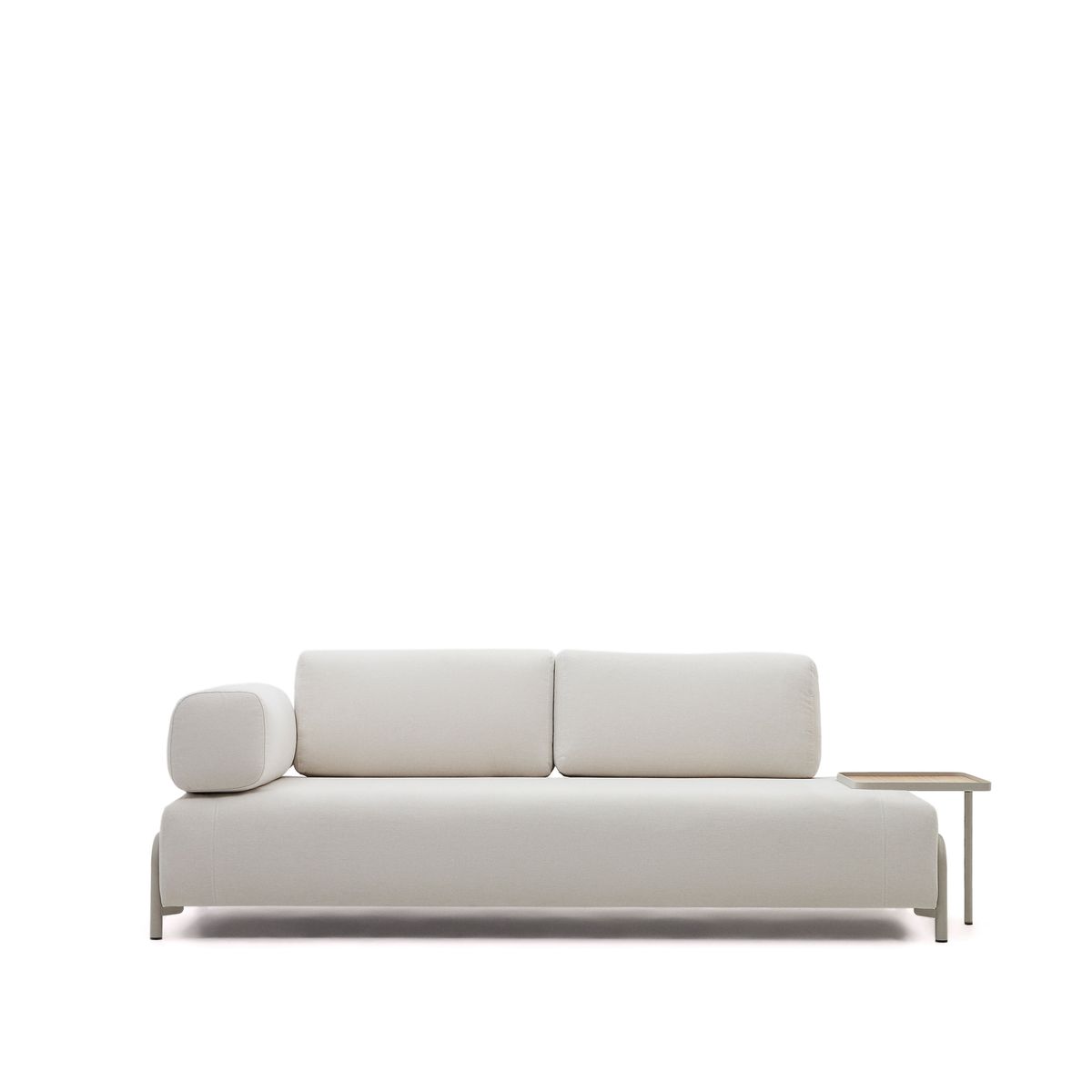 LAFORMA Compo 3 pers. sofa, m. stor bakke - beige chenille med grå metalstruktur (232cm)