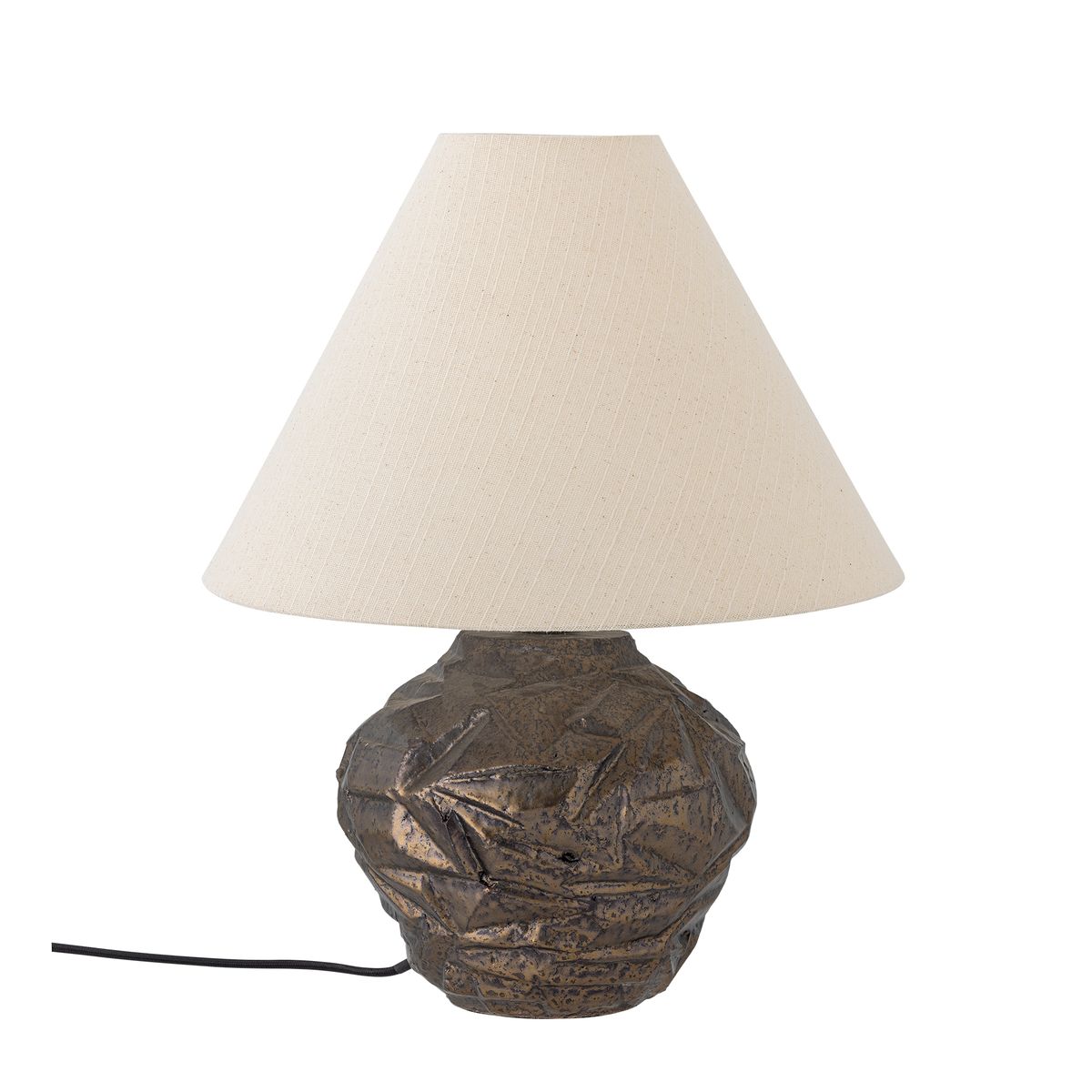 BLOOMINGVILLE Carolla bordlampe - beige stof og brun stentøj