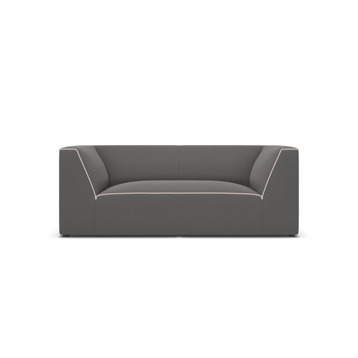 MICADONI Ruby sofa, 2 sæder - grå/beige stof og sort plast