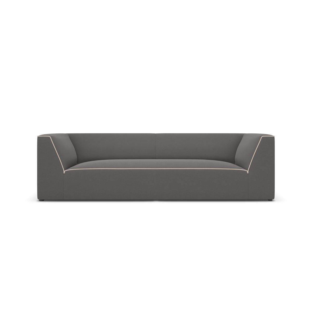 MICADONI Ruby sofa, 3 sæder - grå beige stof og sort plast