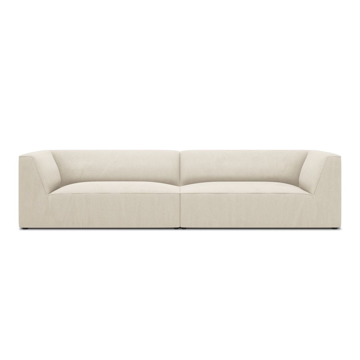 MICADONI Ruby sofa, 4 sæder - beige corduroy stof og sort plast