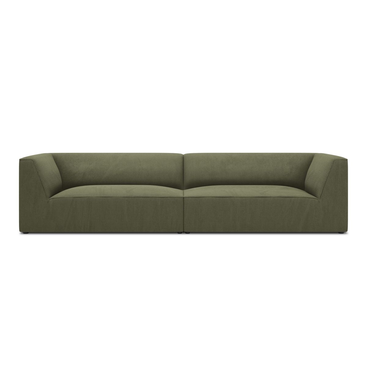 MICADONI Ruby sofa, 4 sæder - grøn corduroy stof og sort plast