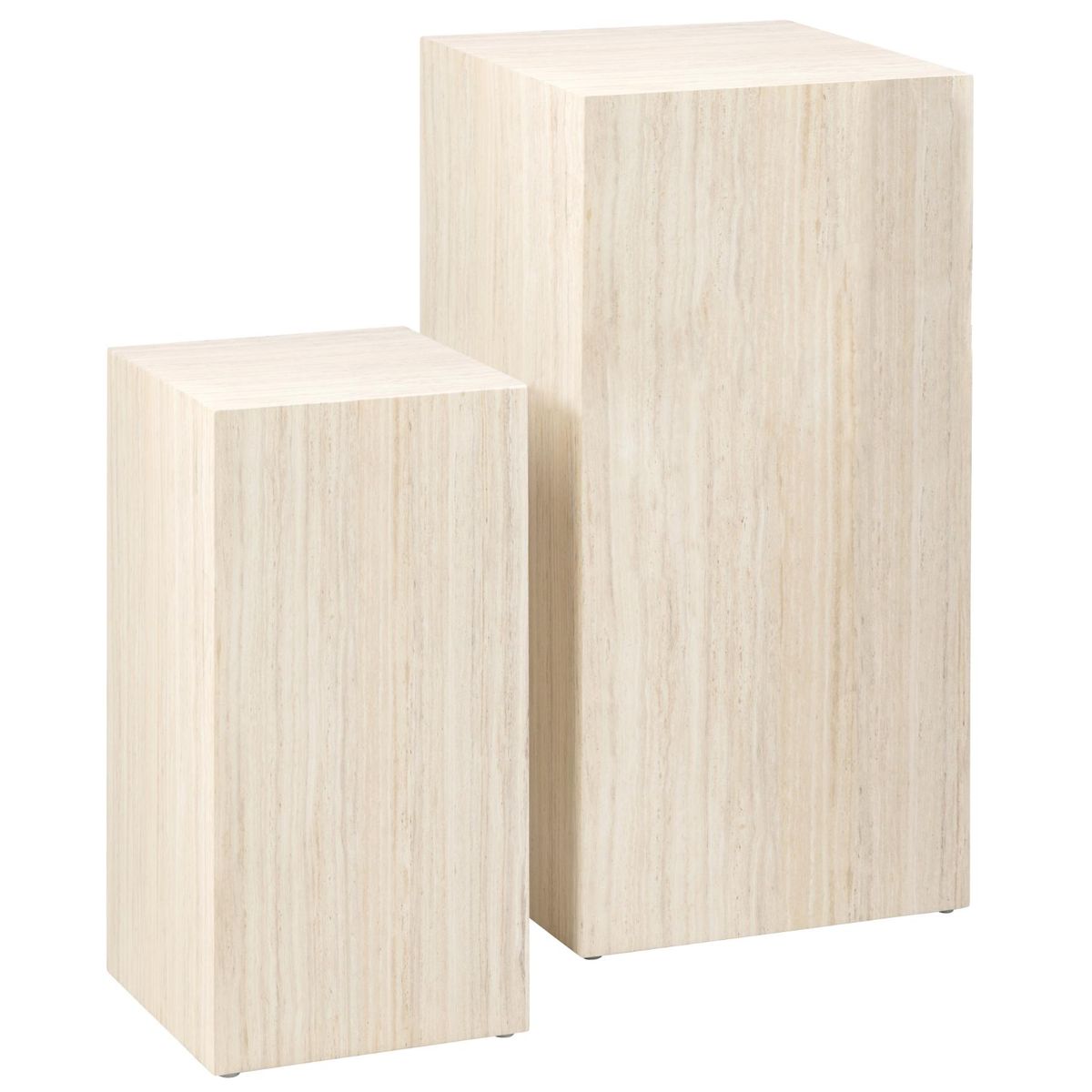 ACT NORDIC Dice pedestal, kvadratisk - beige travertinpapir (sæt af 2)