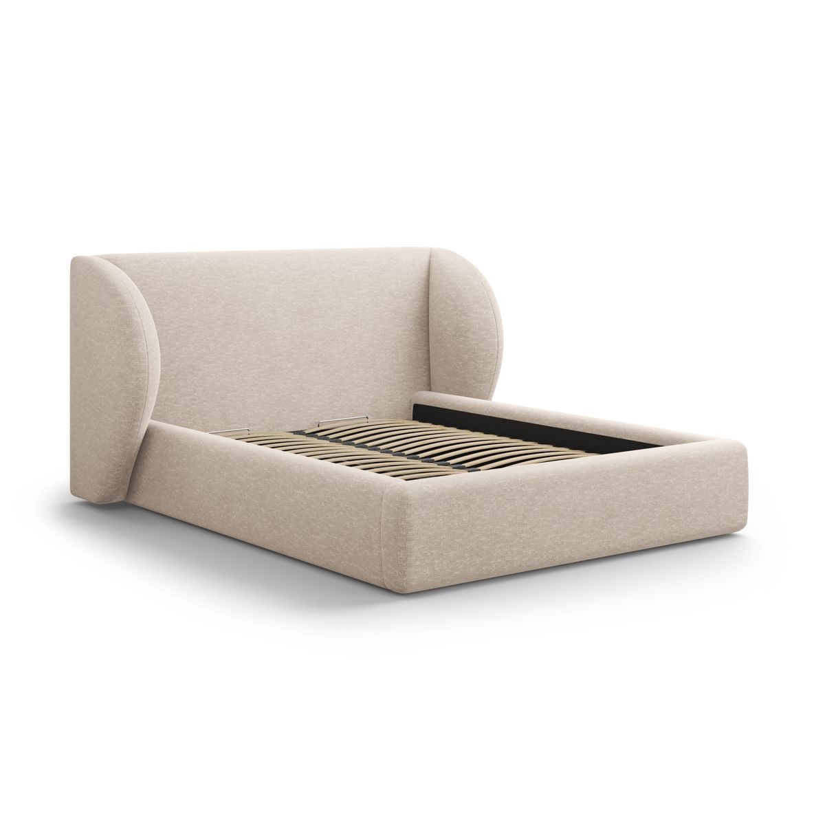 MICADONI Miley sengeramme, m. sengegavl og lameller - beige chenille (230x187x100)