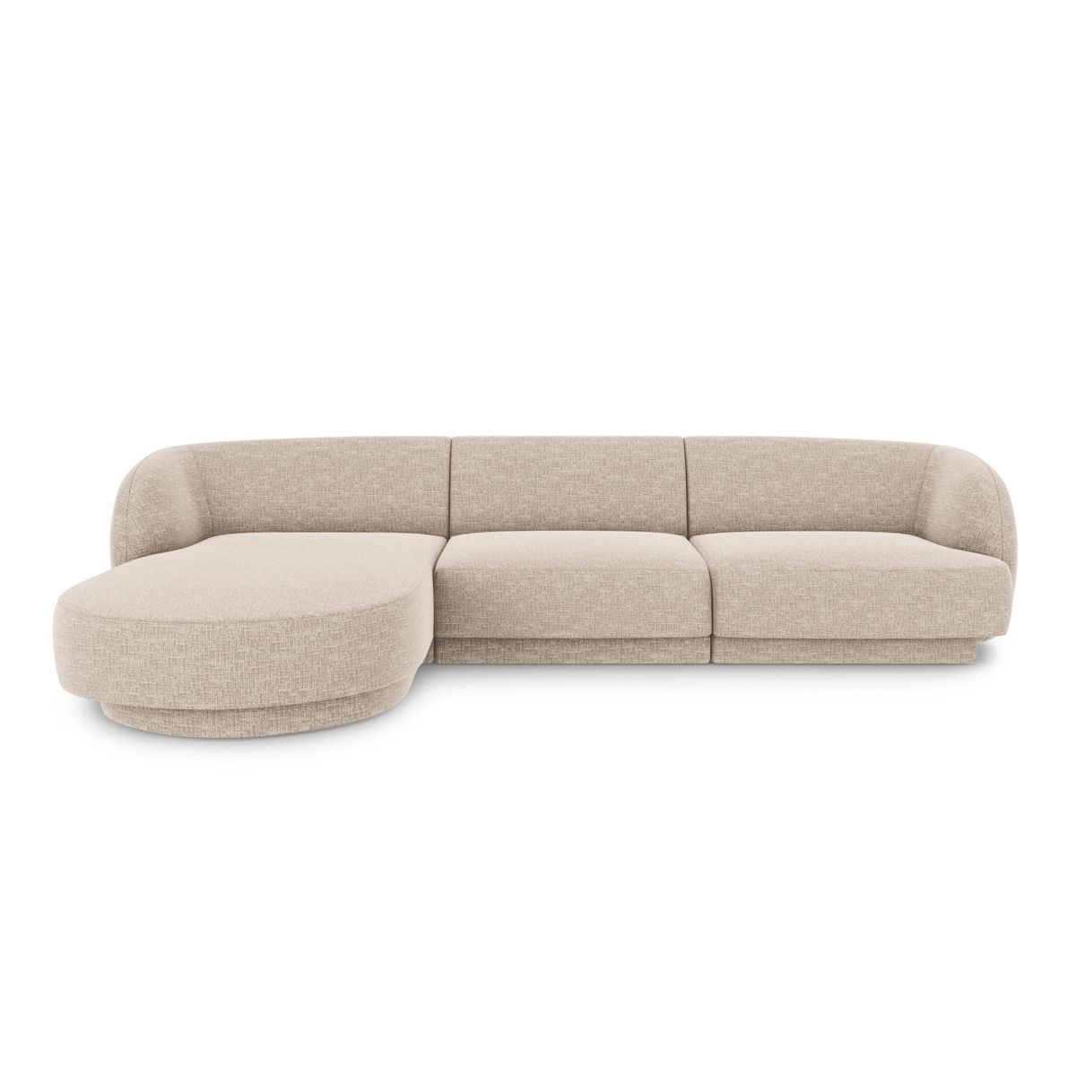 MICADONI Miley hjørnesofa, venstre, 4 sæder - beige chenille og sort plast