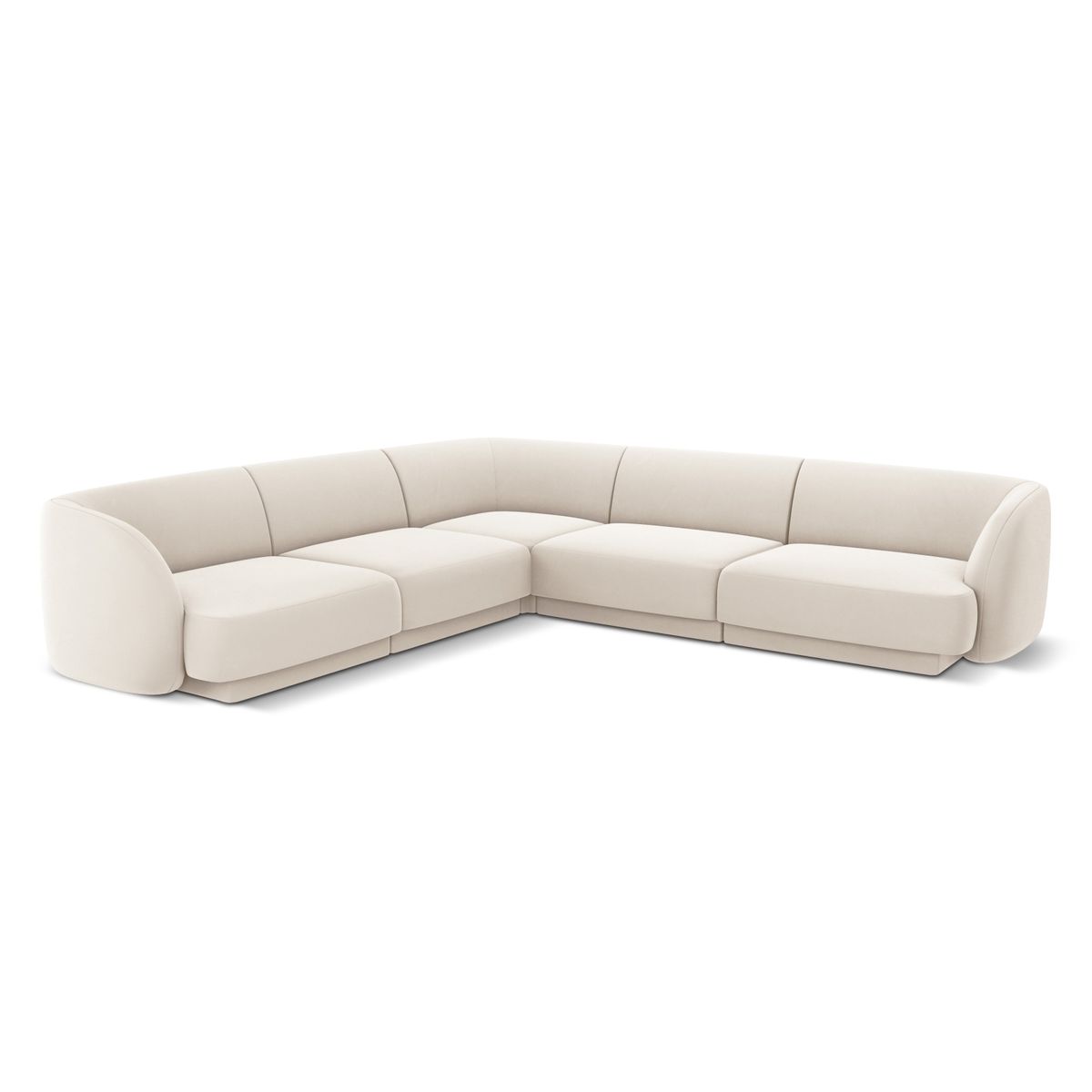 MICADONI Miley Symmetrical hjørnesofa, 5 sæder - beige fløjl og sort plast