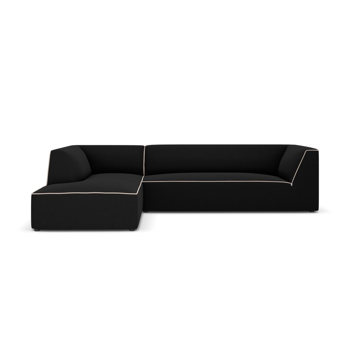 MICADONI Ruby Modul hjørnesofa, venstre, 4 sæder - sort/beige stof og sort plast