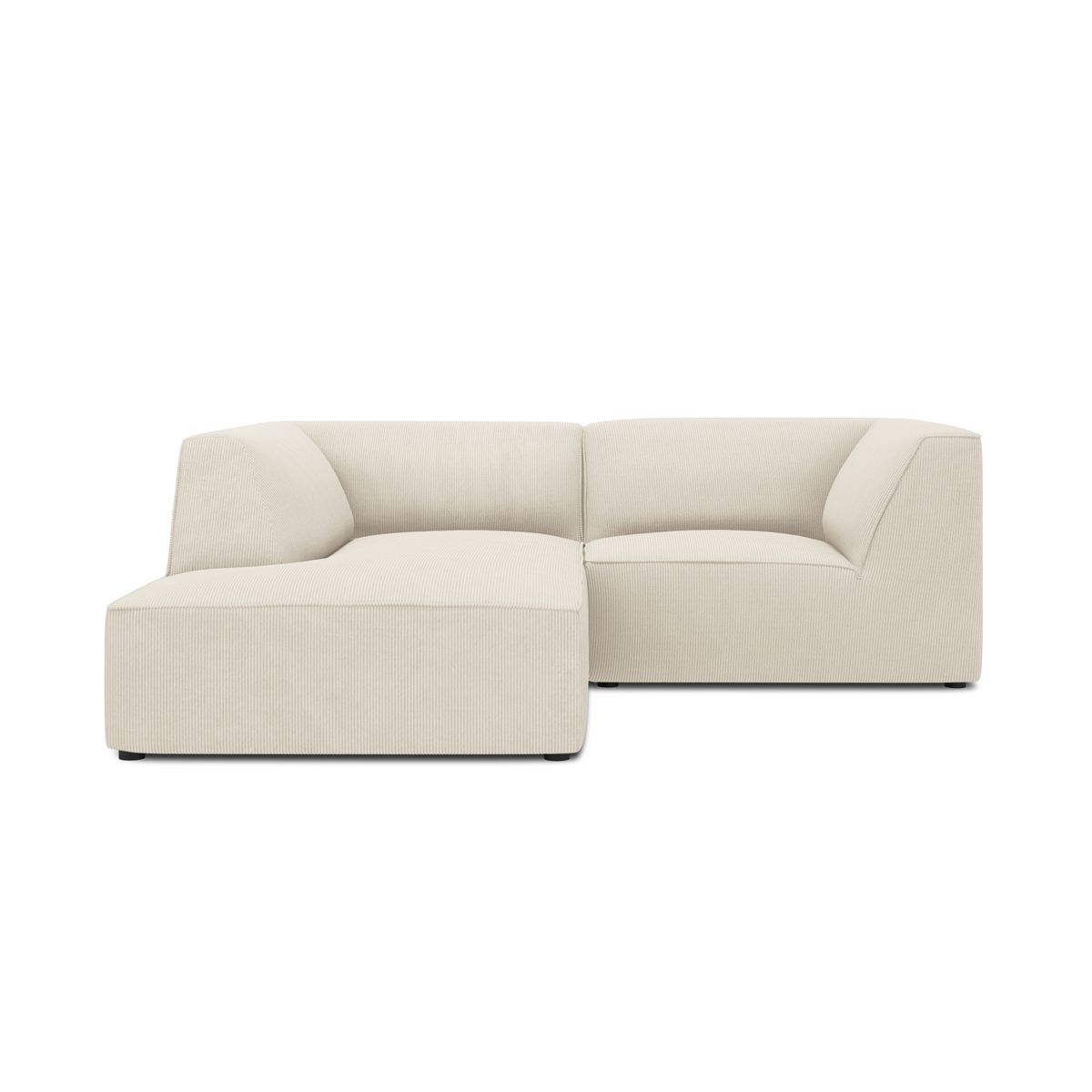 MICADONI Ruby Modul hjørnesofa, venstre, 3 sæder - beige corduroy fløjl og sort plast