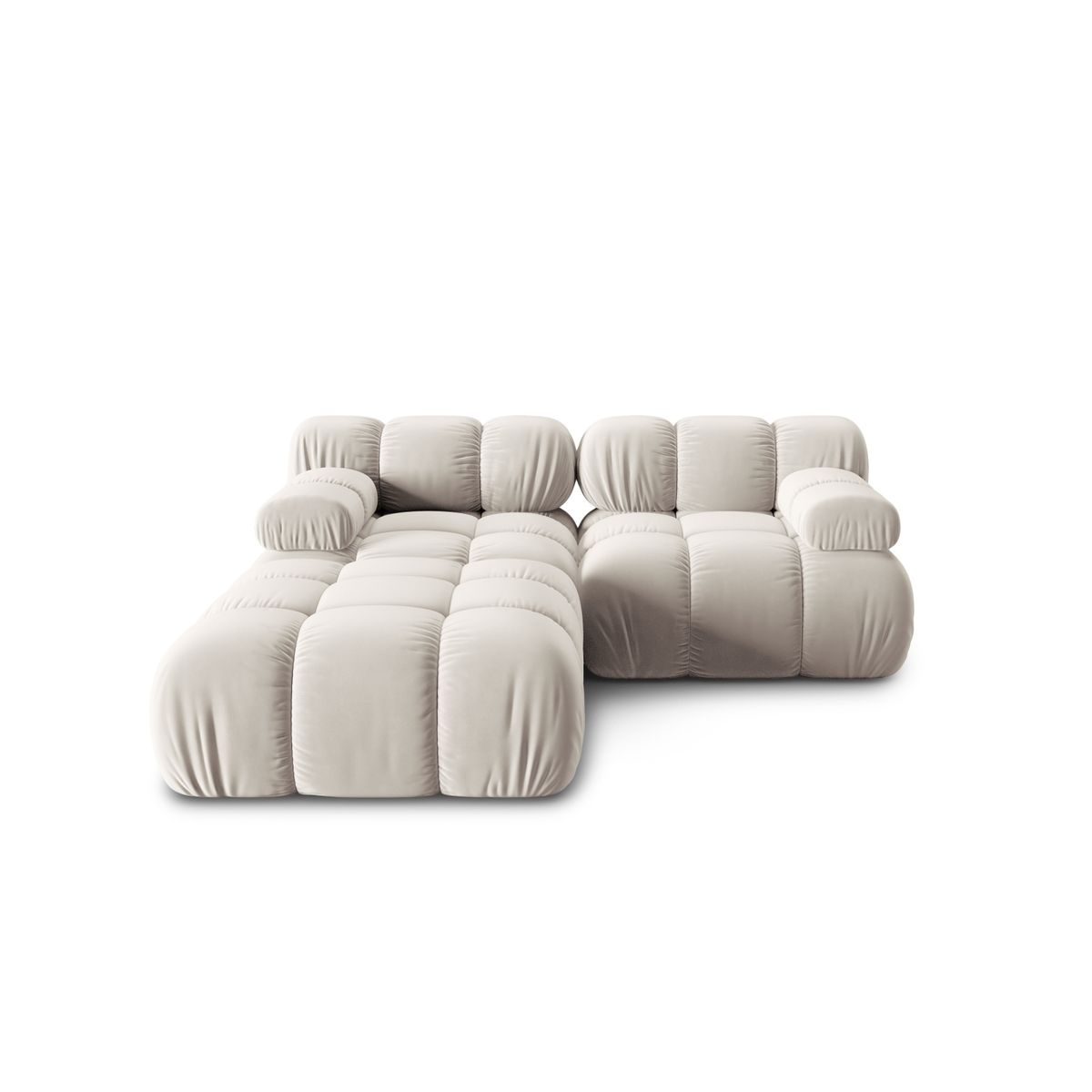 MICADONI Bellis Modul sofa, 3 sæder - beige fløjl og sort plastik