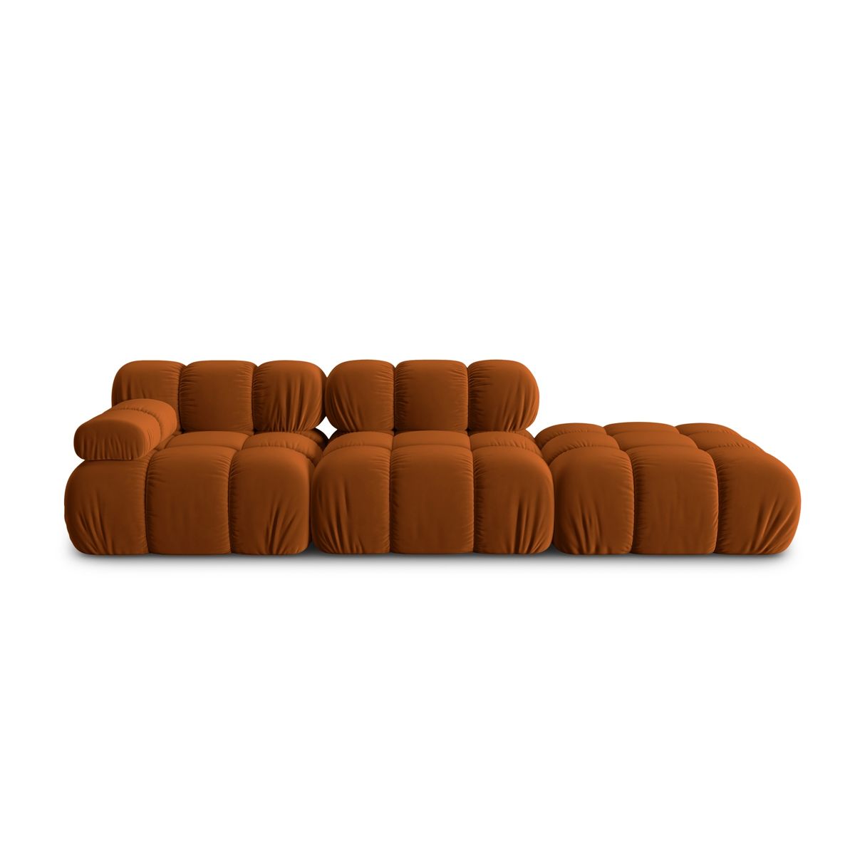 MICADONI Bellis Modul sofa, højre, 4 sæder - orange fløjl og sort plastik