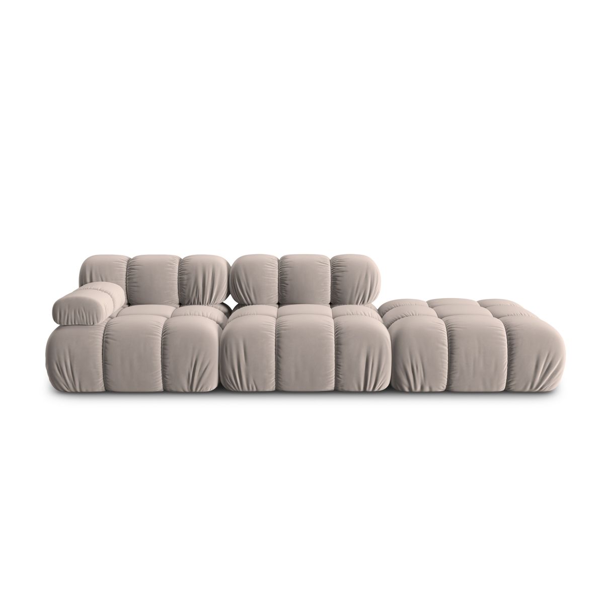 MICADONI Bellis Modul sofa, højre, 4 sæder - beige fløjl og sort plastik