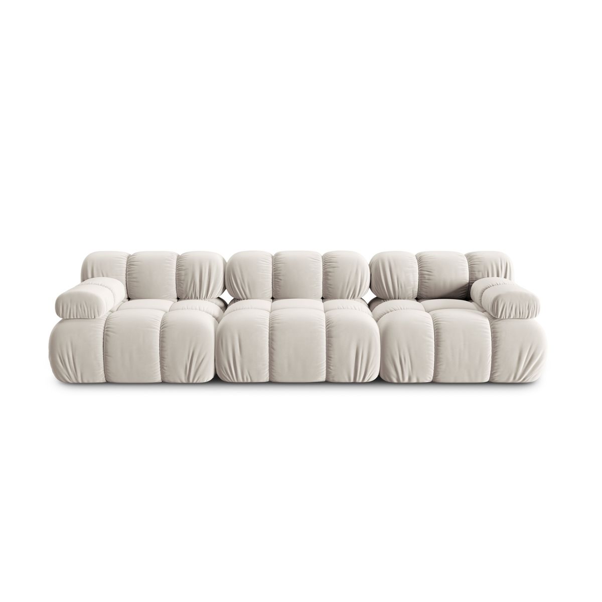 MICADONI Bellis Modul sofa, 3 sæder - beige fløjl og sort plastik