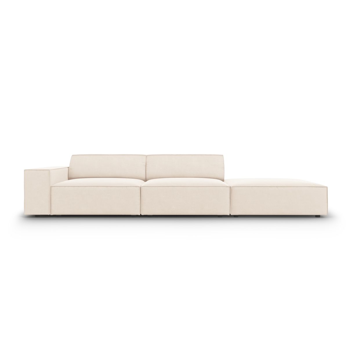 MICADONI Jodie sofa, højre, 3 sæder - beige fløjl og sort plast