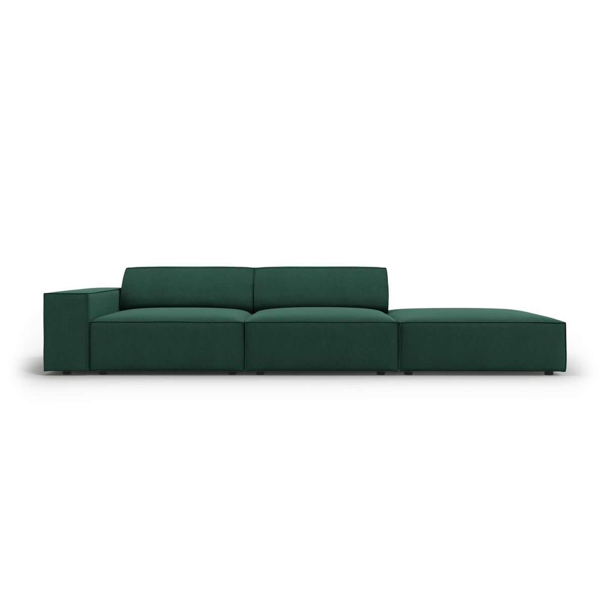 MICADONI Jodie sofa, højre, 3 sæder - grøn stof og sort plast