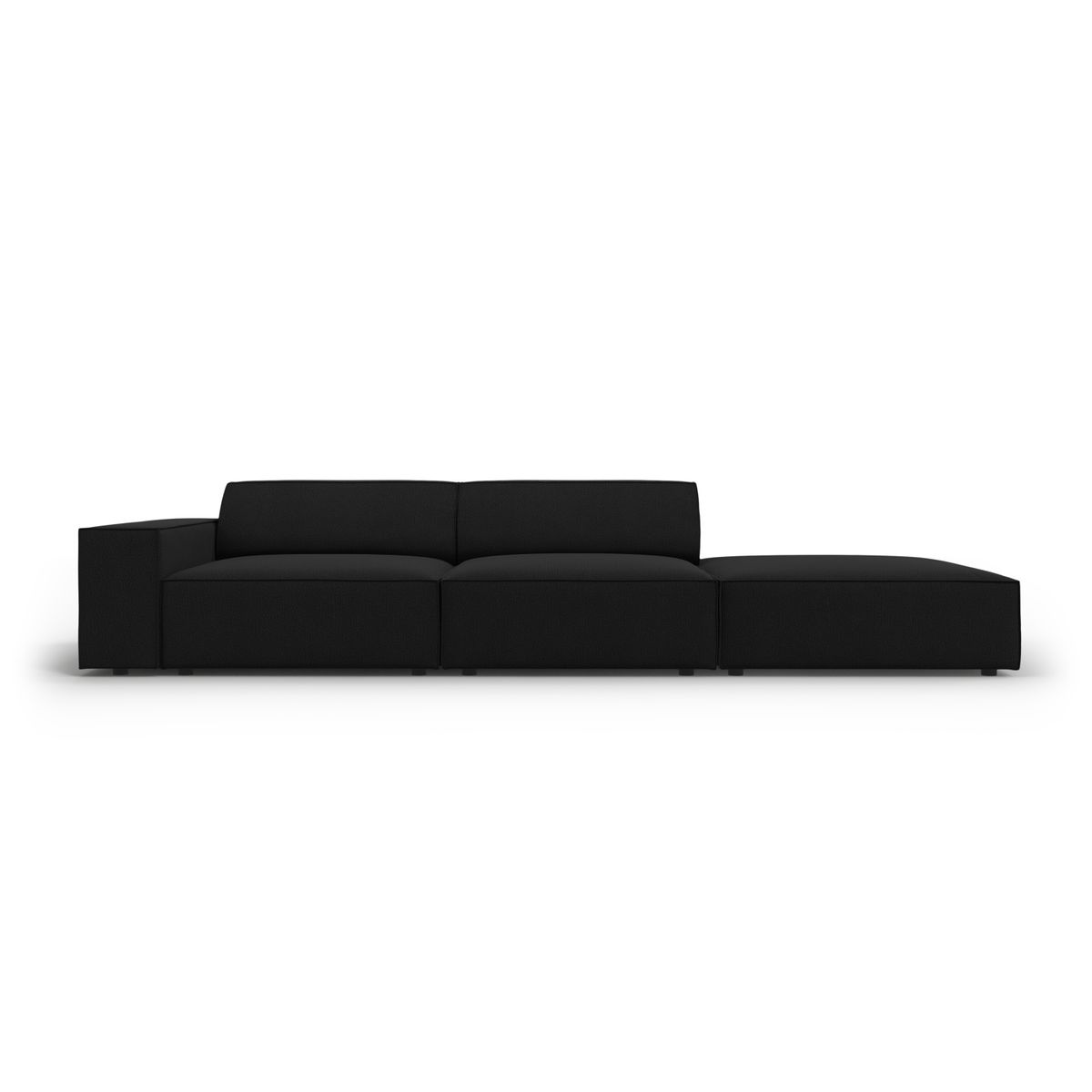 MICADONI Jodie sofa, højre, 3 sæder - sort stof og sort plast