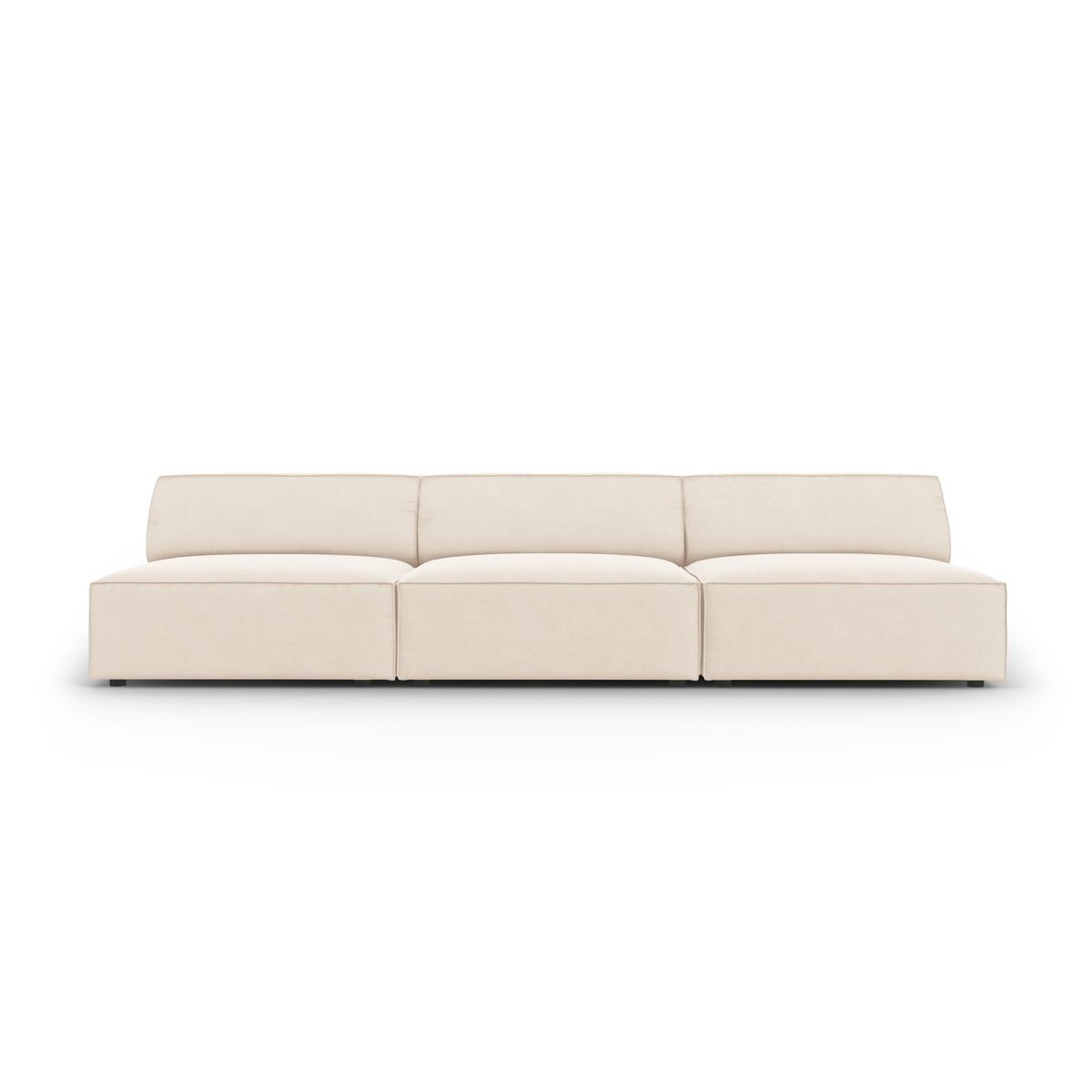 MICADONI Jodie sofa, 3 sæder - beige fløjl og sort plast