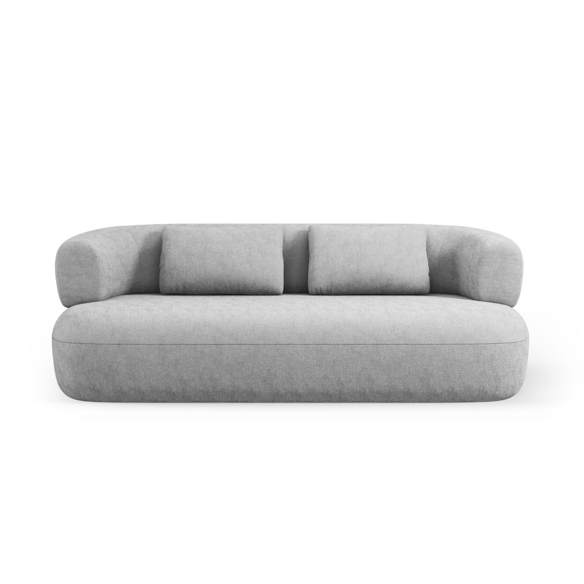 MICADONI Jenny sofa, 3 sæder - sølv chenille og sort plast