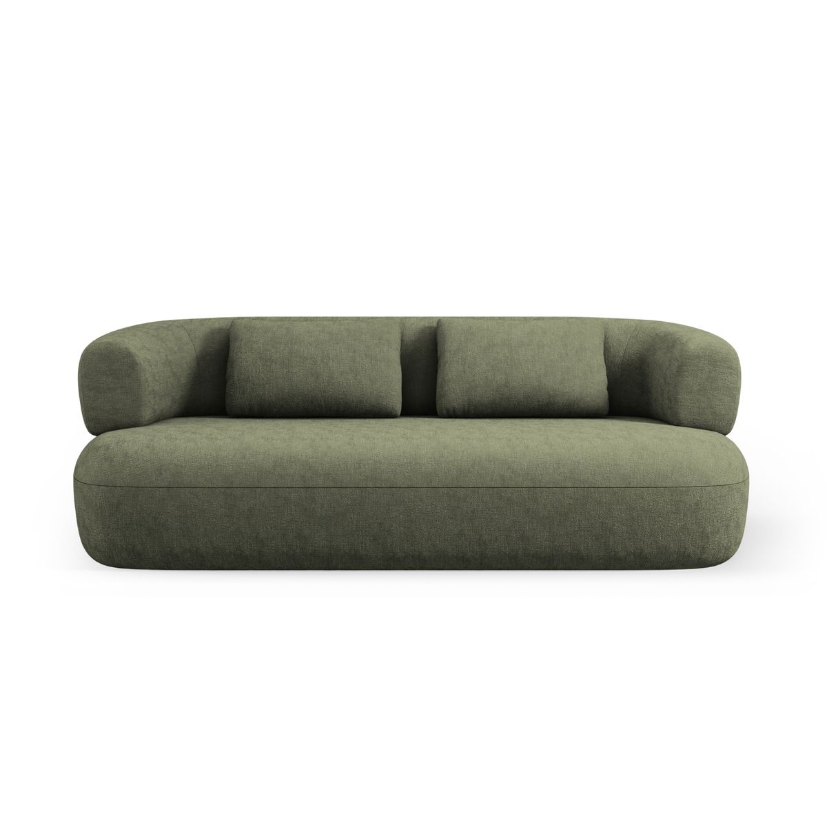 MICADONI Jenny sofa, 3 sæder - grøn chenille og sort plast