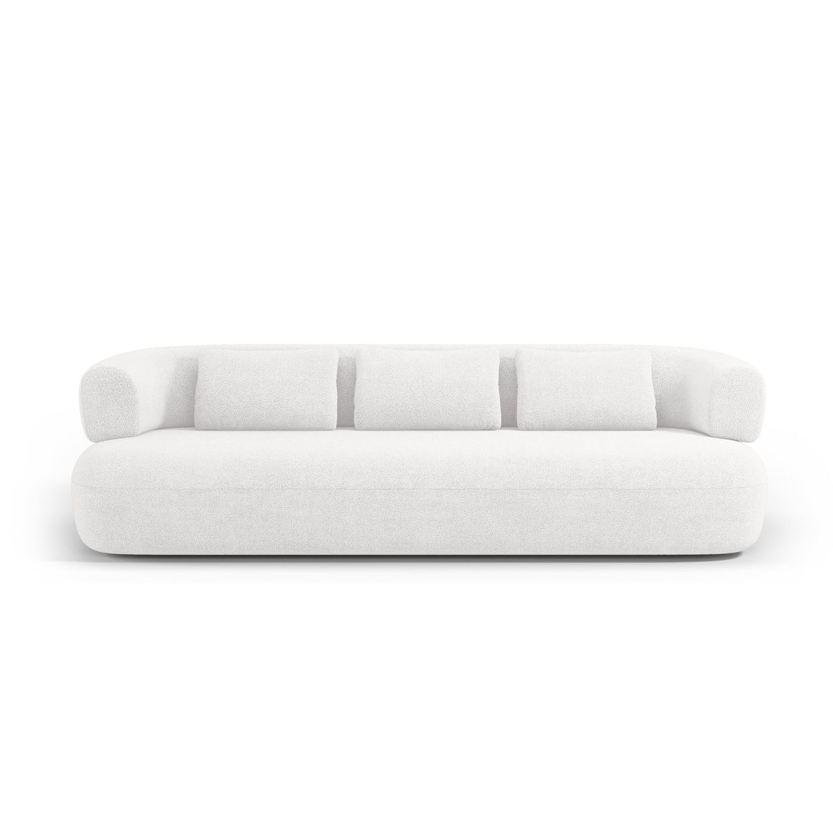 MICADONI Jenny sofa, 4 sæder - hvid bouclé og sort plast