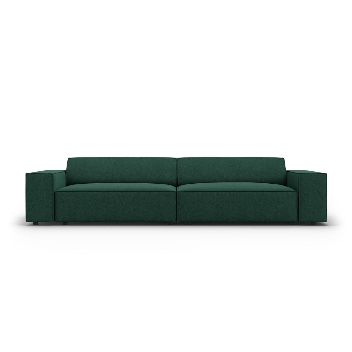 MICADONI Jodie sofa, 4 sæder - grøn stof og sort plast