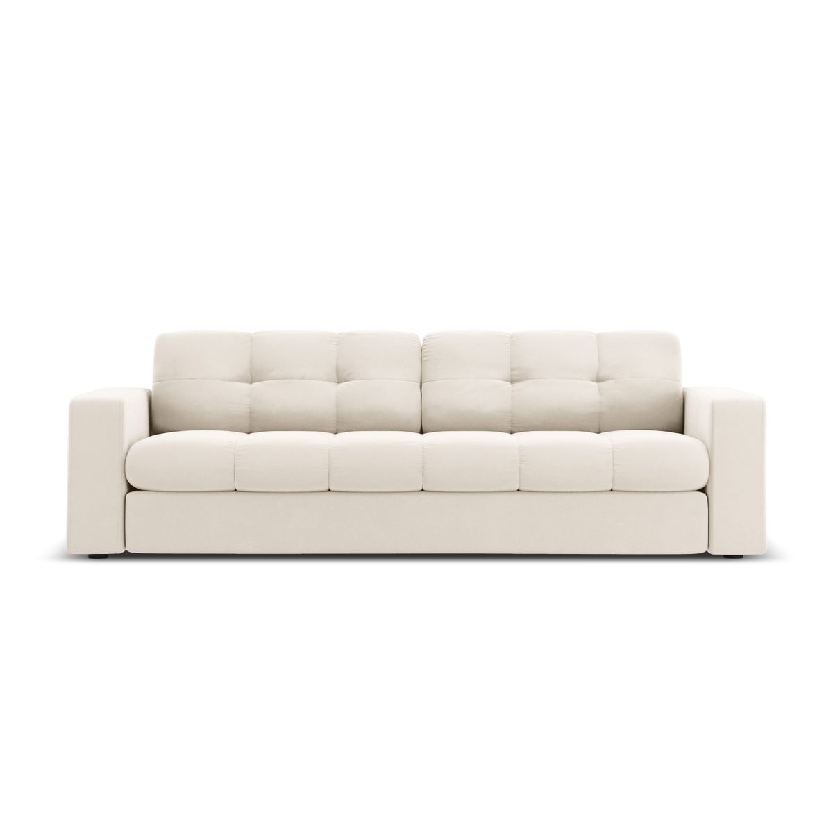 MICADONI Justin sofa, 3 sæder - beige fløjl og sort plast