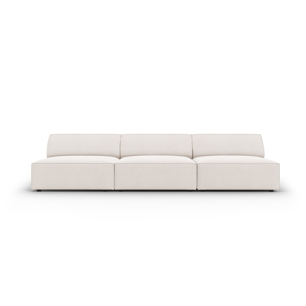 MICADONI Jodie sofa, 3 sæder - beige stof og sort plast