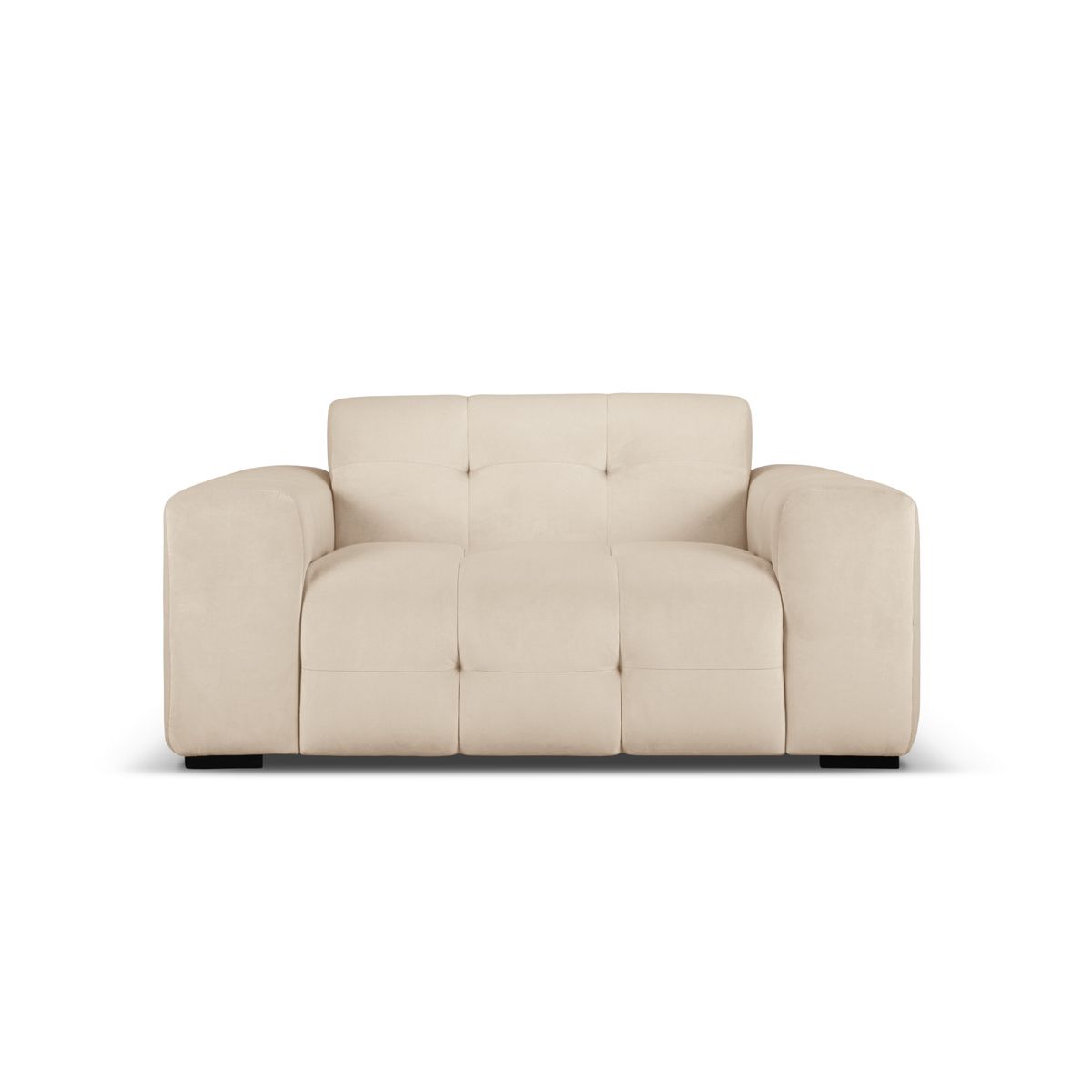 MICADONI Kendal sofa, 2 sæder - beige fløjl og sort bøgetræ