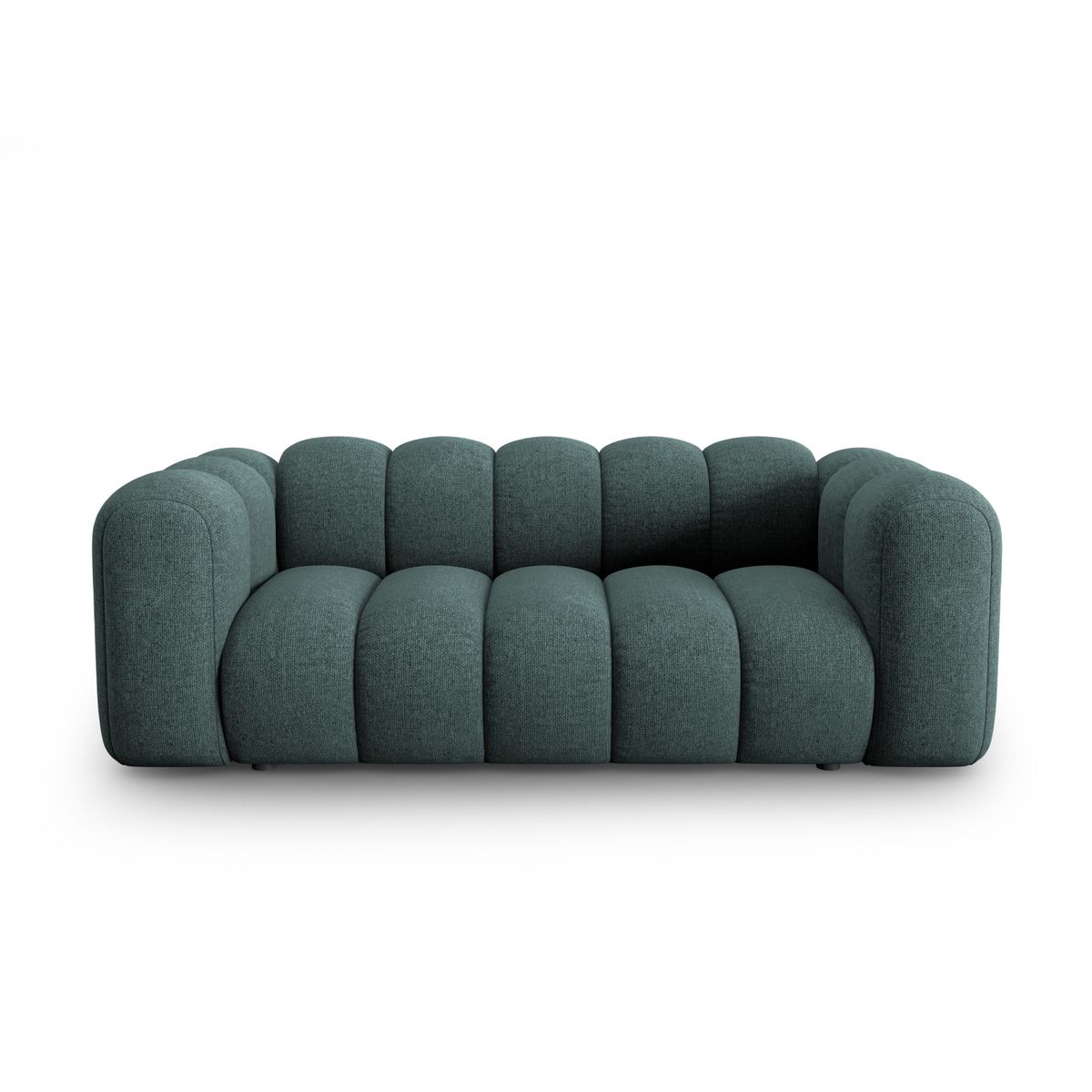 MICADONI Lupin sofa, 2 sæder - blå chenille og sort plast