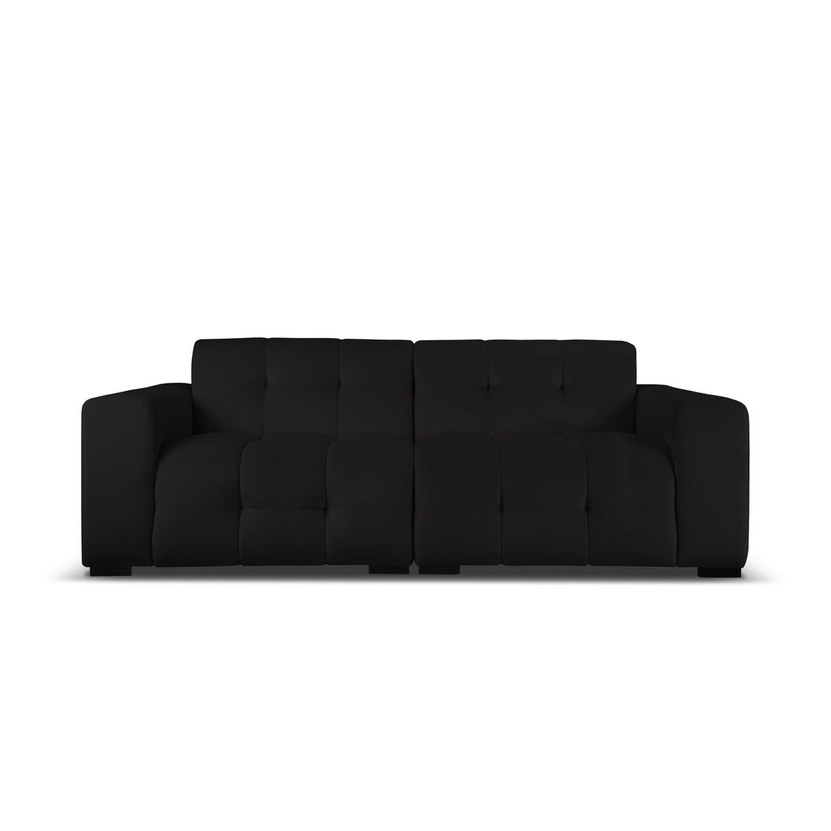 MICADONI Kendal sofa, 4 sæder - sort fløjl og sort bøgetræ