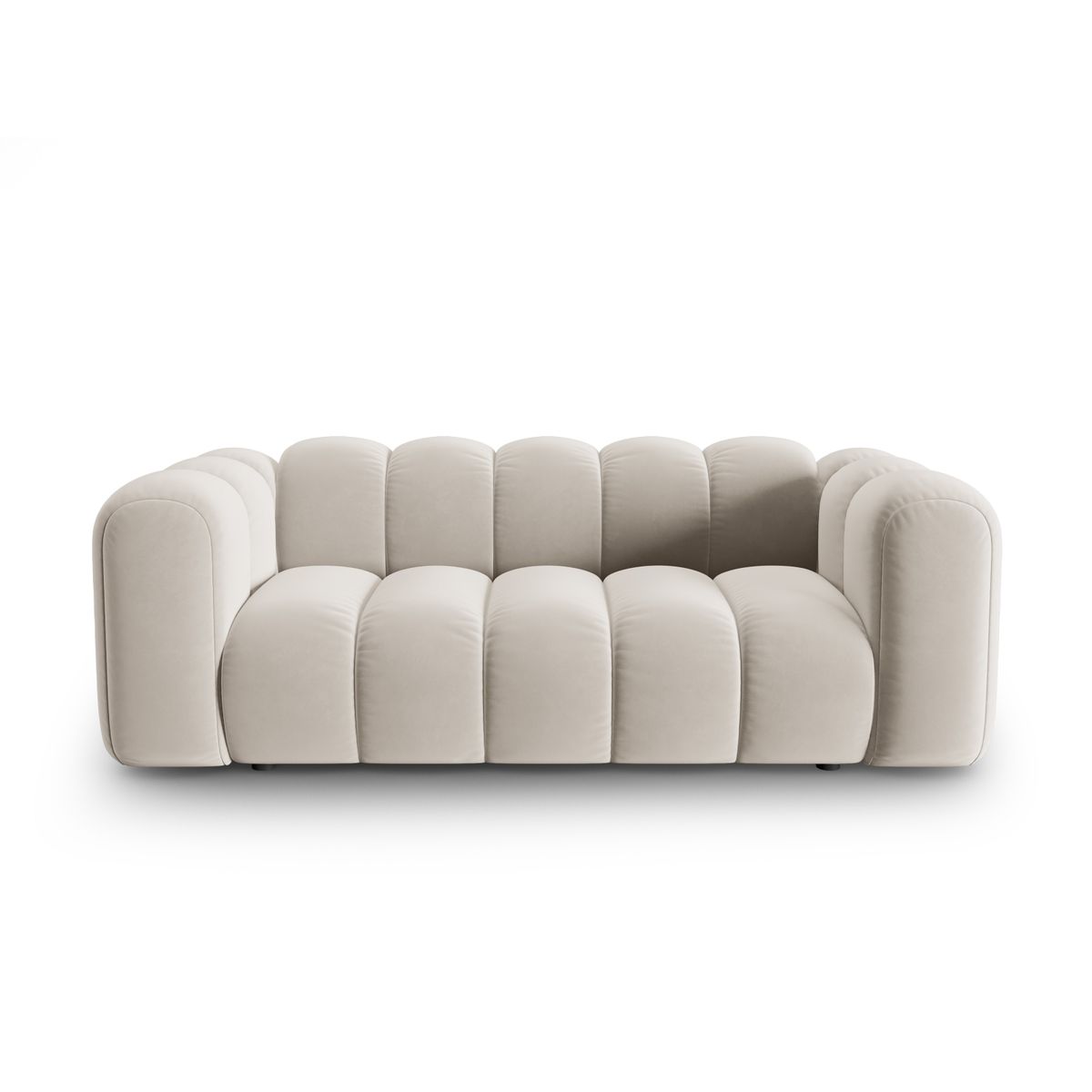 MICADONI Lupin sofa, 2 sæder - beige fløjl og sort plast