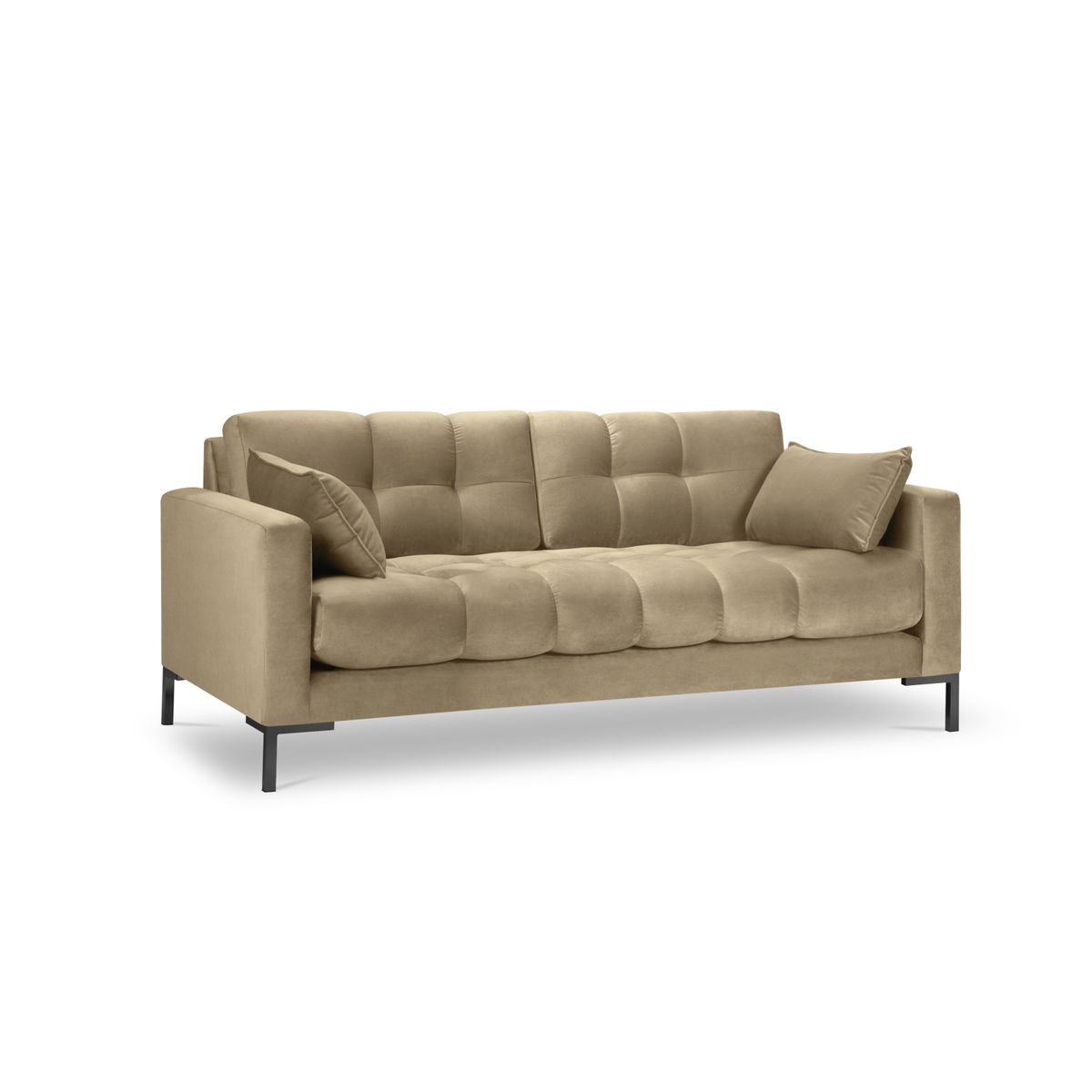 MICADONI Mamaia sofa, 3 sæder - beige fløjl og sort metal