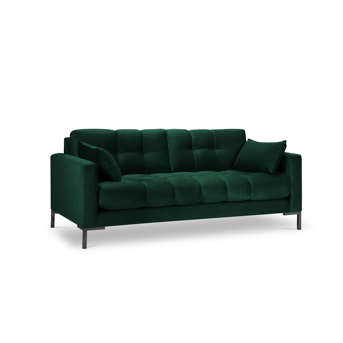 MICADONI Mamaia sofa, 3 sæder - grøn fløjl og sort metal