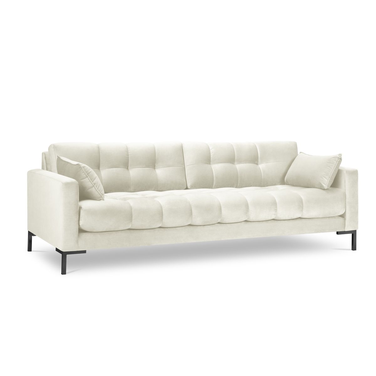 MICADONI Mamaia sofa, 4 sæder - beige fløjl og sort metal