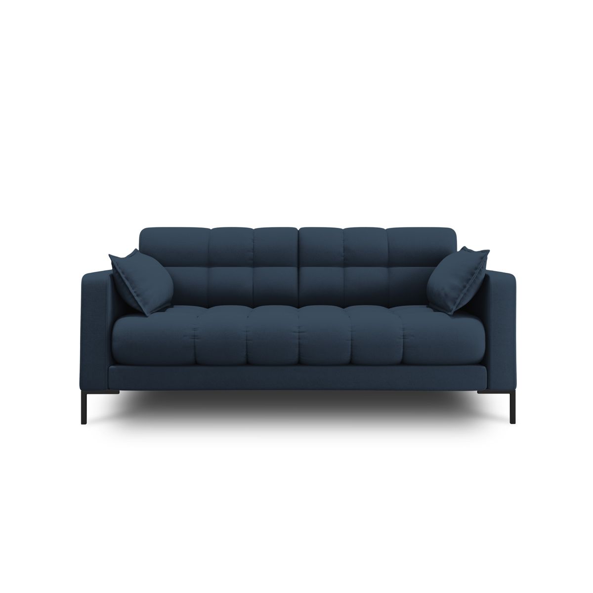 MICADONI Mamaia sofa, 2 sæder - blå stof og sort metal