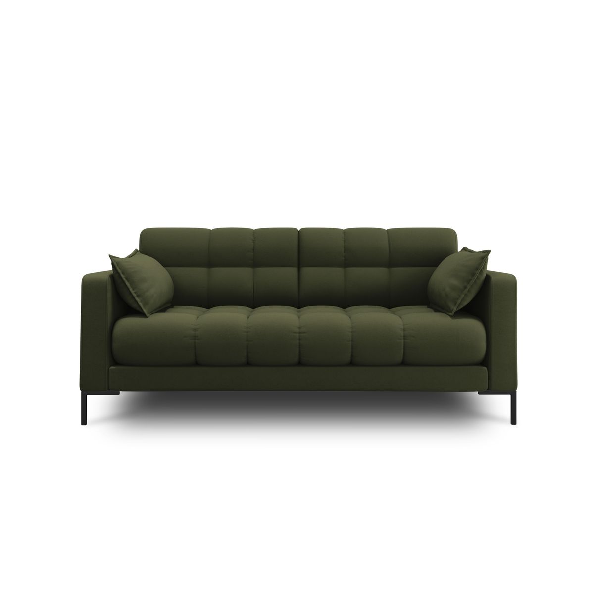 MICADONI Mamaia sofa, 2 sæder - grøn stof og sort metal