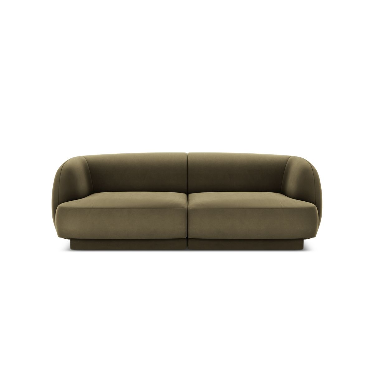 MICADONI Miley sofa, 2 sæder - grøn fløjl og sort plast