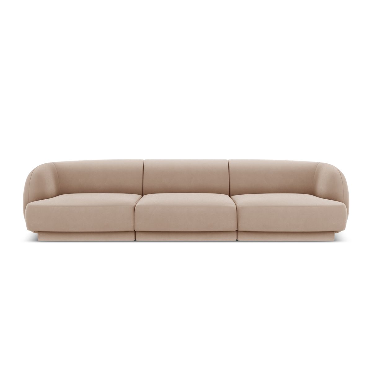 MICADONI Miley sofa, 3 sæder - brun fløjl og sort plast