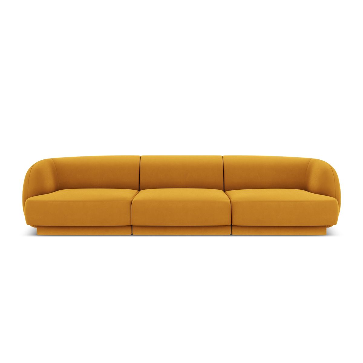 MICADONI Miley sofa, 3 sæder - gul fløjl og sort plast