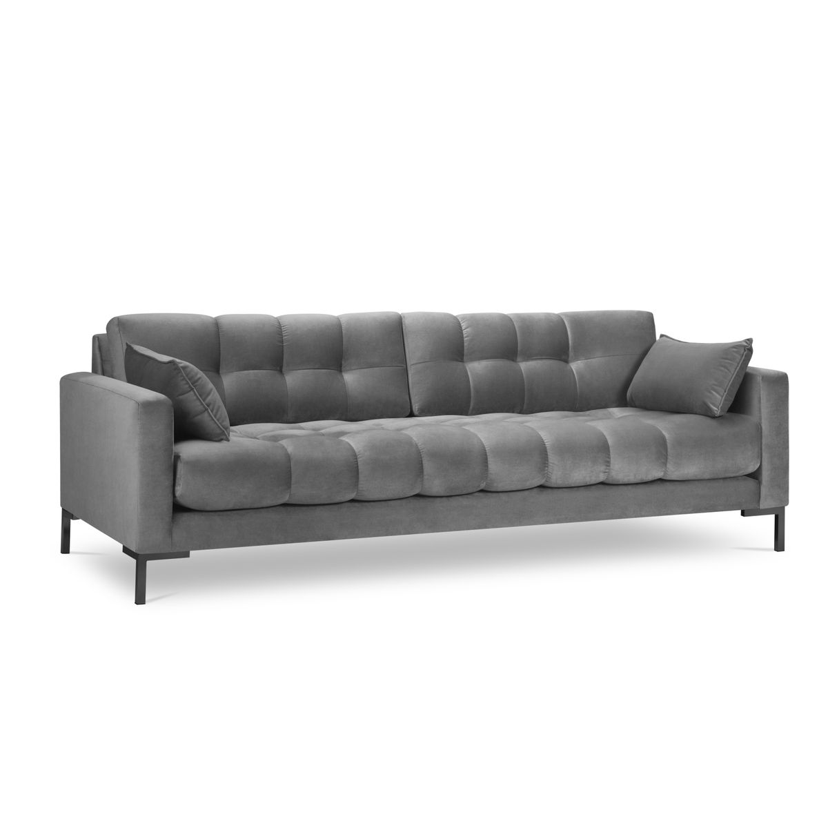 MICADONI Mamaia sofa, 4 sæder - beige fløjl og sort metal