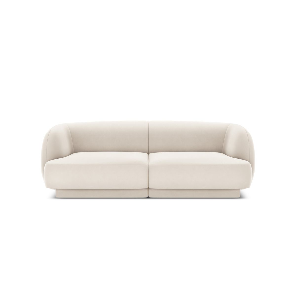 MICADONI Miley sofa, 2 sæder - beige fløjl og sort plast