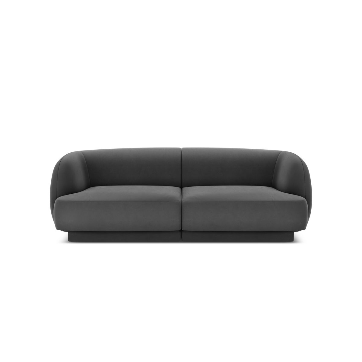 MICADONI Miley sofa, 2 sæder - grå fløjl og sort plast