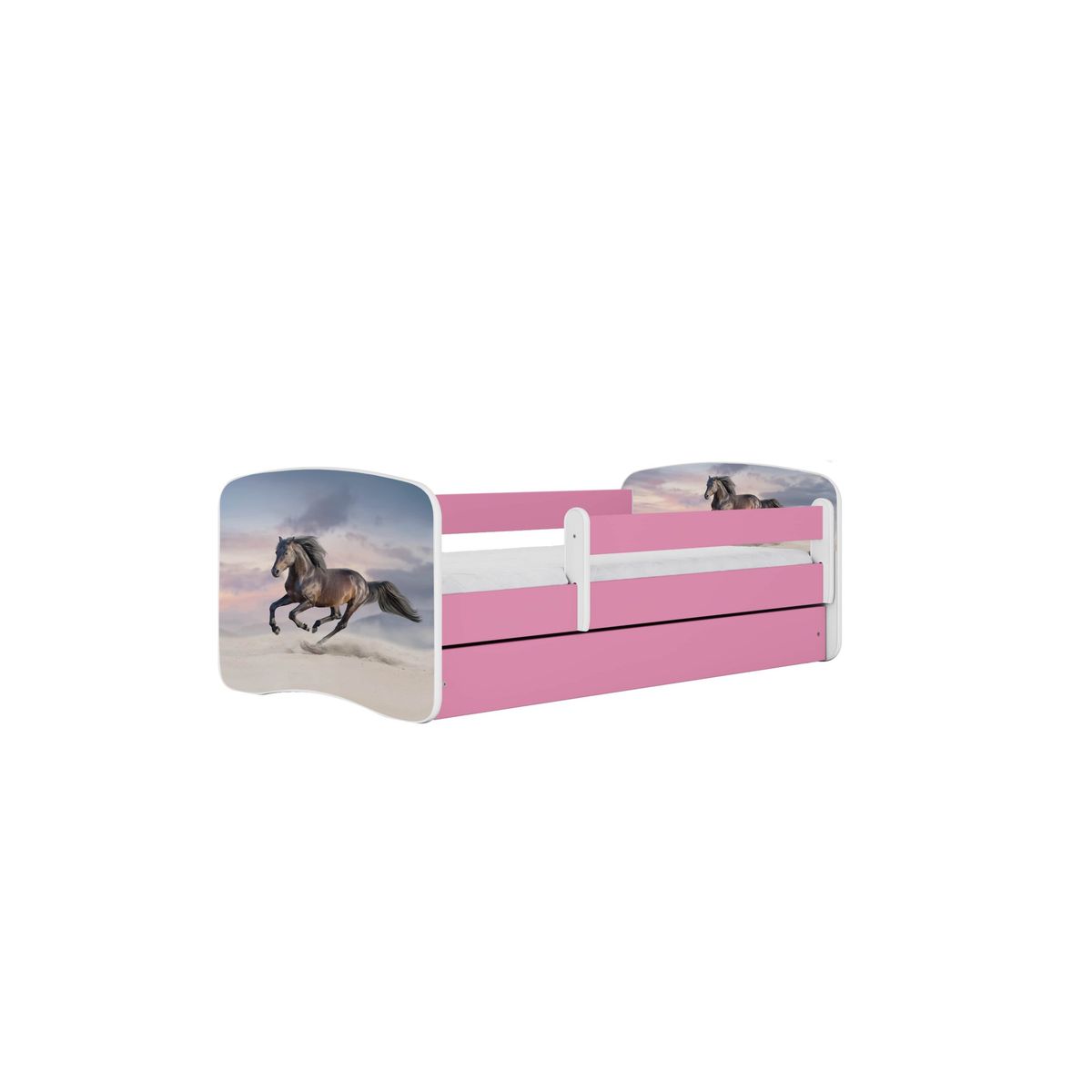 KOCOT KIDS Seng babydreams pink galopperende hest uden skuffe med madras 140/70