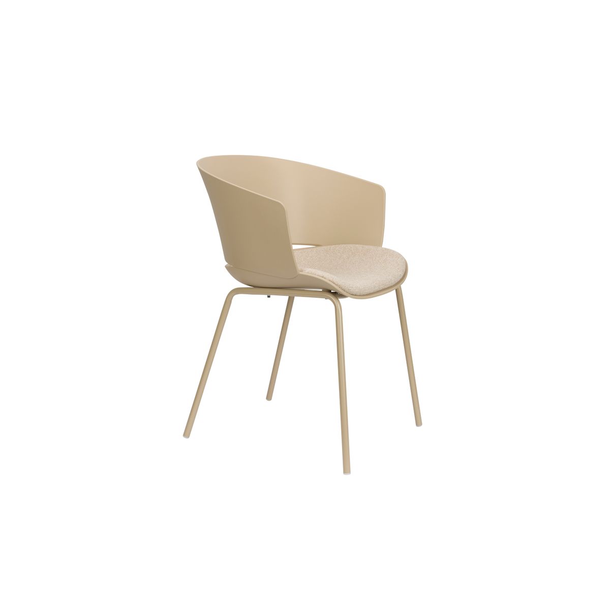 WHITE LABEL LIVING Jessica spisebordsstol, m. armlæn - beige polypropylen/polyester/metal