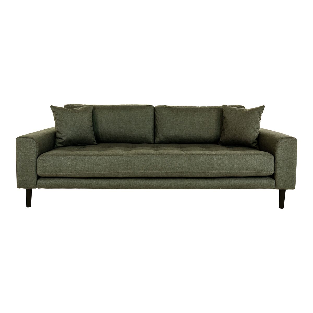 HOUSE NORDIC Lido 3 pers. sofa, m. 2 puder - olivengrøn polyester og sort træ