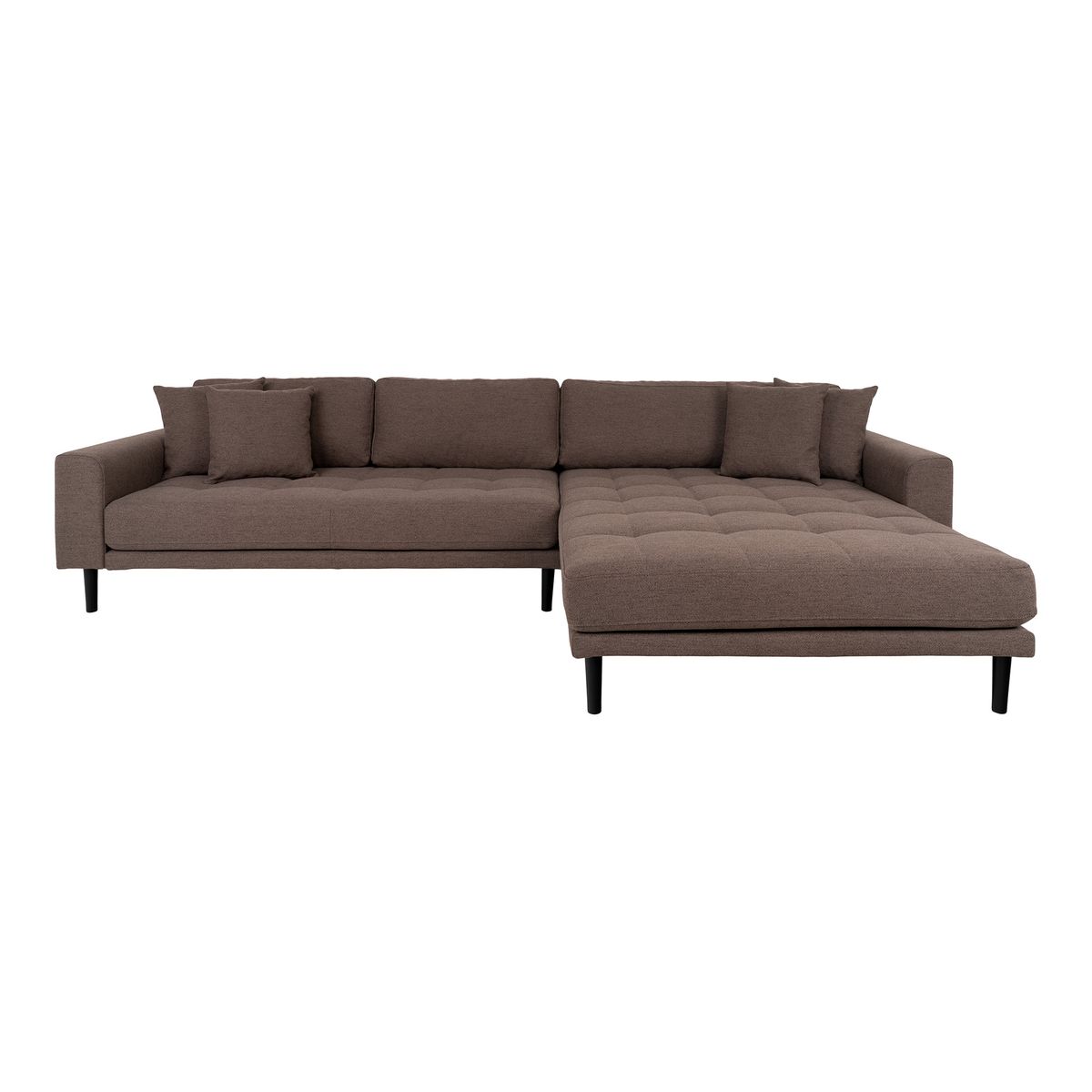 HOUSE NORDIC Lido loungesofa, højre chaiselong, m. 4 puder - brun polyester og natur bøg